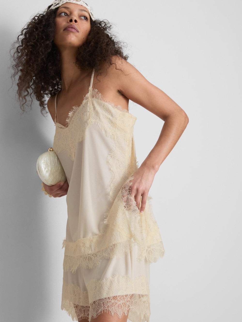 NWT!! Zara Cream Lace-Trim Slip Cami - Picture 2 of 4